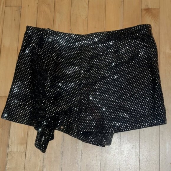 NEW! Zara | Metallic Frill Skort In Black/Aged Gold - Picture 7 of 15